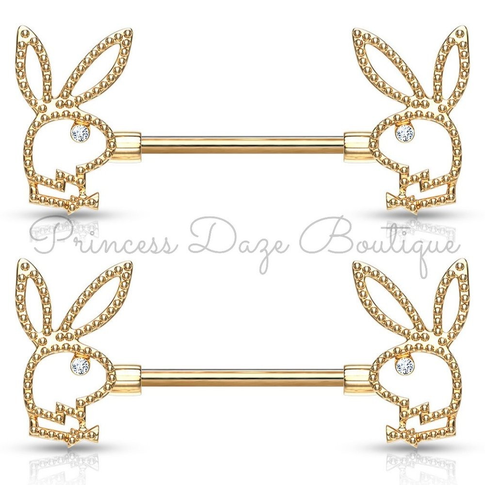 Playboy Bunny Gold Barbell‎ Nipple Rings